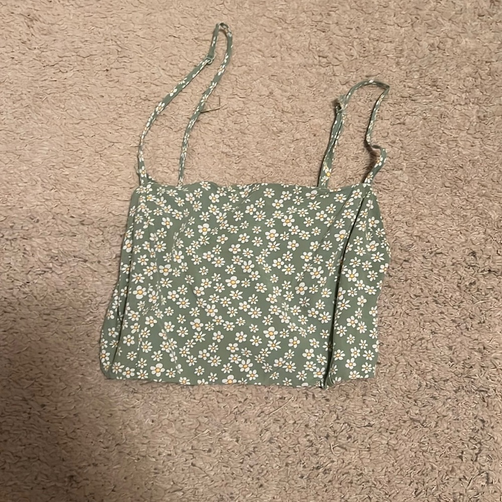 Green Floral Tank Top